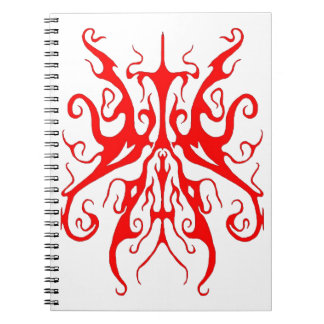 Elegant Red Tribal Mask Abstract Design Notebook