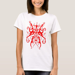 Elegant Red Tribal Mask Abstract Design T-Shirt