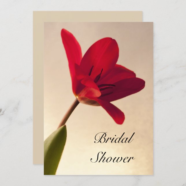 Elegant Red Tulip Bridal Shower Invitation (Front/Back)