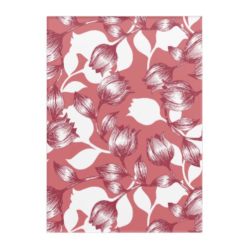 Elegant Red Tulip Silhouette Floral Pattern Acrylic Print