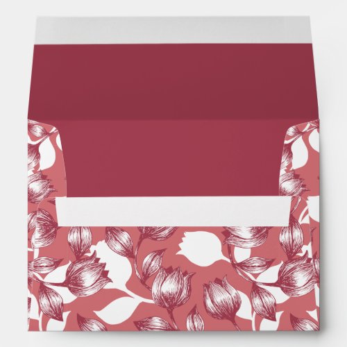 Elegant Red Tulip Silhouette Floral Pattern Envelope