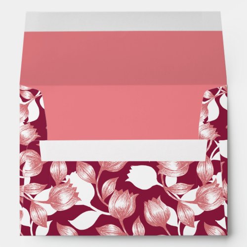 Elegant Red Tulip Silhouette Floral Pattern II Envelope