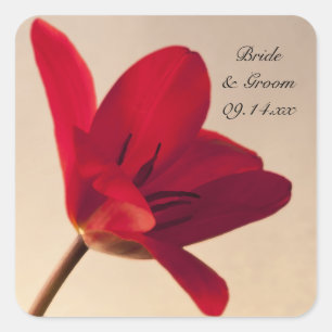 Elegant Red Tulip Wedding Envelope Seals