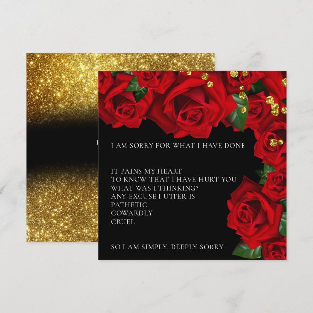 Elegant Red Turkish Roses I’m sorry apology Card (Front/Back)