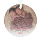 Elegant Red Twin Photo Baby First Christmas
