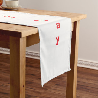 Elegant Red Typography Happy Turkey Day Table Runn Short Table Runner