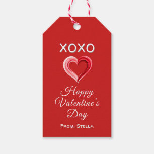 Elegant Red Valentine’s Day Gift Tag with Heart 