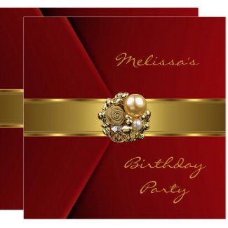 Elegant Red Velvet gold jewel Invitation