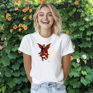 Elegant Red Victorian Steampunk Fairy Octopus T-Shirt