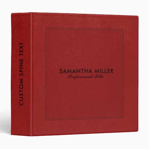 Elegant Red Vintage Faux Leather 3 Ring Binder