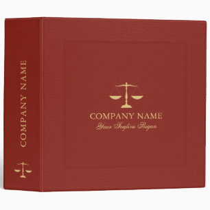 Elegant Red Vintage Faux Leather Justice Logo 3 Ring Binder