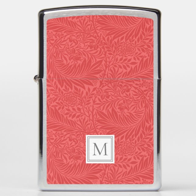 Elegant Red Vintage Floral Botanical Zippo Lighter (Front)