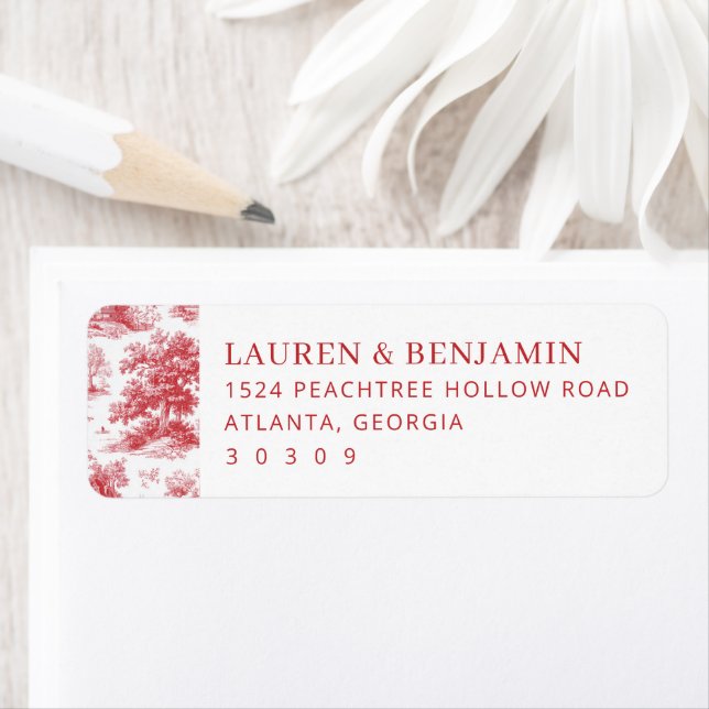 Elegant Red Vintage Landscape Label (Insitu)