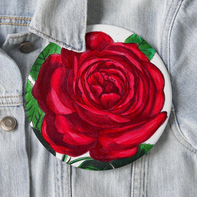 Elegant Red Vintage Rose Flower Button (In Situ)