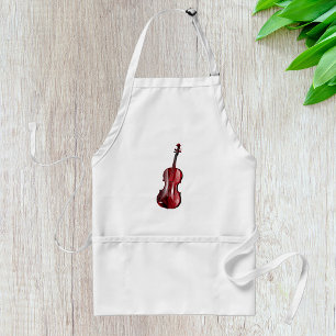Elegant Red Violin Musical Instrument Adult Apron
