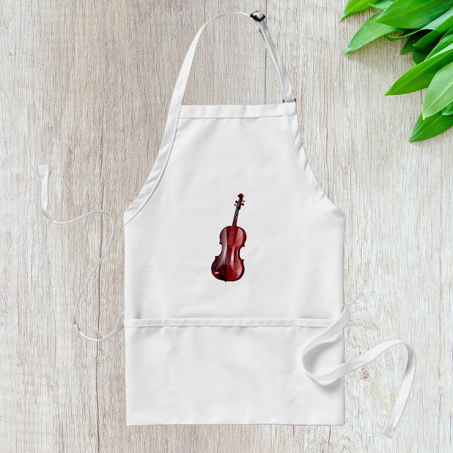 Elegant Red Violin Musical Instrument Adult Apron (Creator Uploaded)
