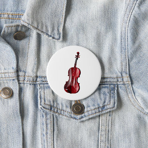 Elegant Red Violin Musical Instrument Button