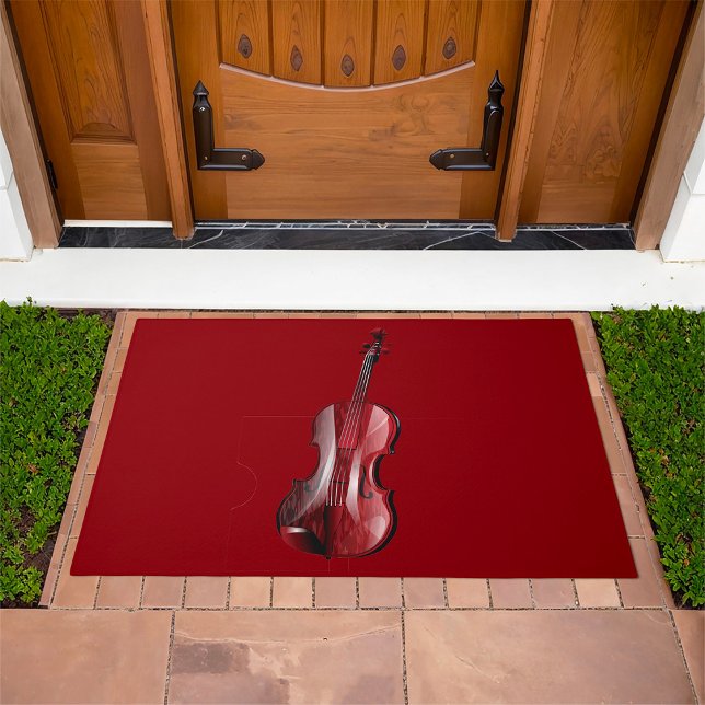 Elegant Red Violin Musical Instrument Doormat (Creator Uploaded)
