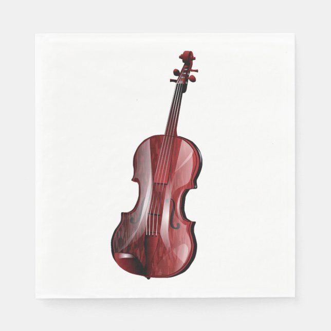 Elegant Red Violin Musical Instrument Napkins (Front)