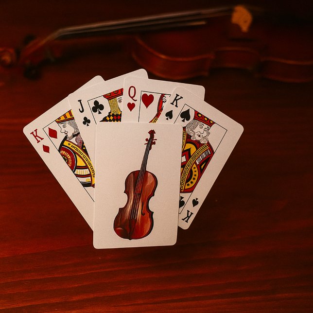 Elegant Red Violin Musical Instrument Poker Cards (Creator Uploaded)