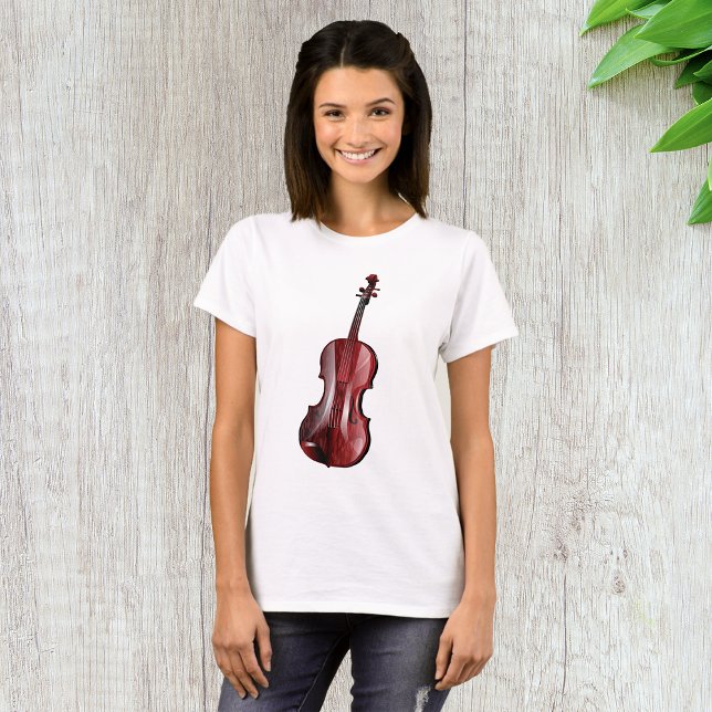 Elegant Red Violin Musical Instrument T-Shirt (Creator Uploaded)