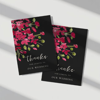 Elegant Red Watercolor Bouquet Thank You Wedding  Card