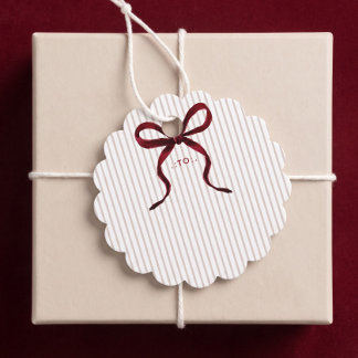 Elegant Red Watercolor Bow Christmas To From Favor Tags