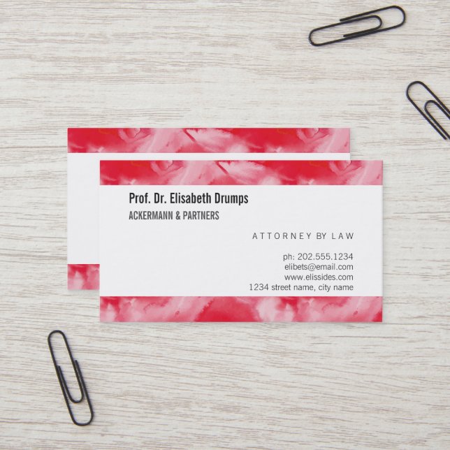 Elegant Red Watercolor  Business Card (Front/Back In Situ)