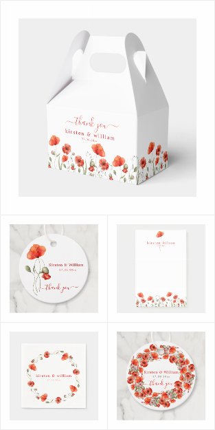 Elegant Red Watercolor Poppies