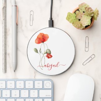 Elegant Red Watercolor Poppies - Personalized