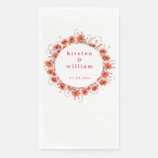 Elegant Red Watercolor Poppies - Wedding 