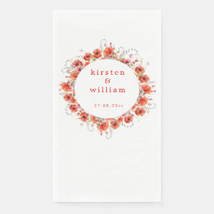 Elegant Red Watercolor Poppies - Wedding Paper Guest Towels