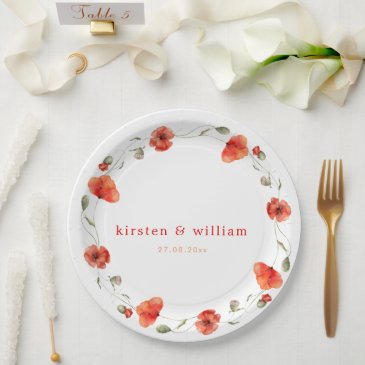 Elegant Red Watercolor Poppy Flower Wreath