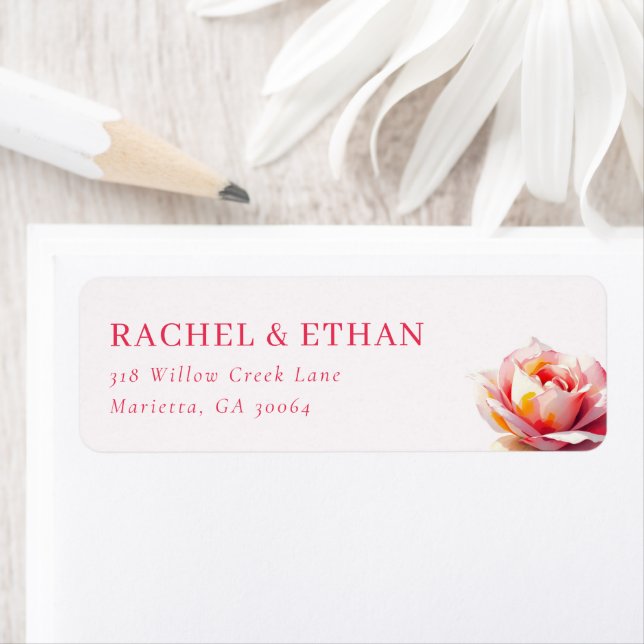 Elegant Red Watercolor Rose Label (Insitu)