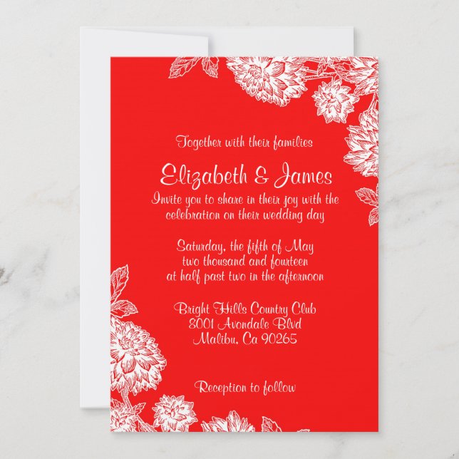 Elegant Red Wedding Invitations (Front)