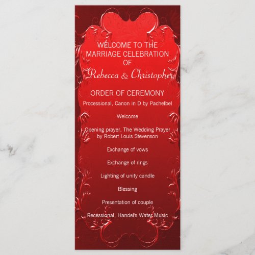 Elegant Red Wedding Program