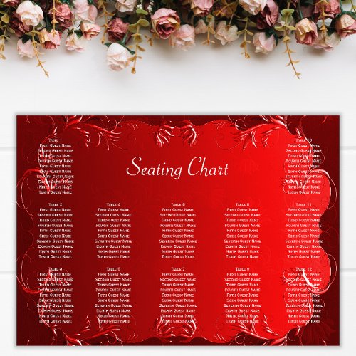 Elegant Red Wedding Reception Seating Chart