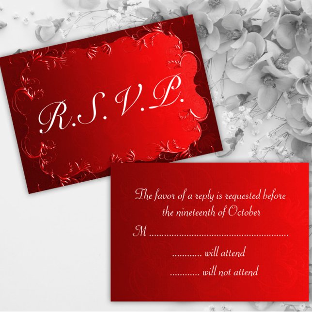 Elegant Red Wedding RSVP Card (Creator Uploaded)