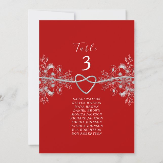 Elegant Red Wedding Seating Chart (Front)