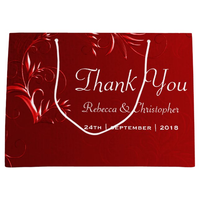 Elegant Red Wedding Thank You Large Gift Bag (Front)