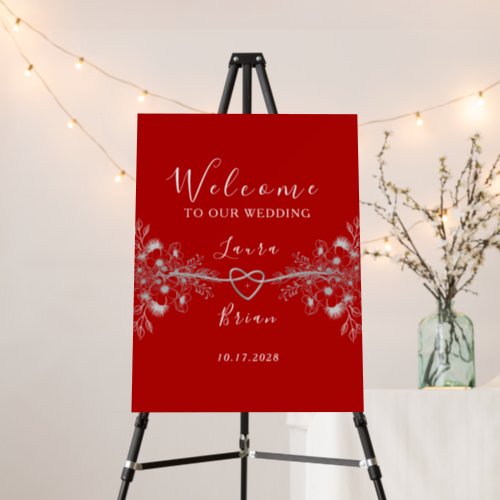 Elegant Red Wedding Welcome Foam Board