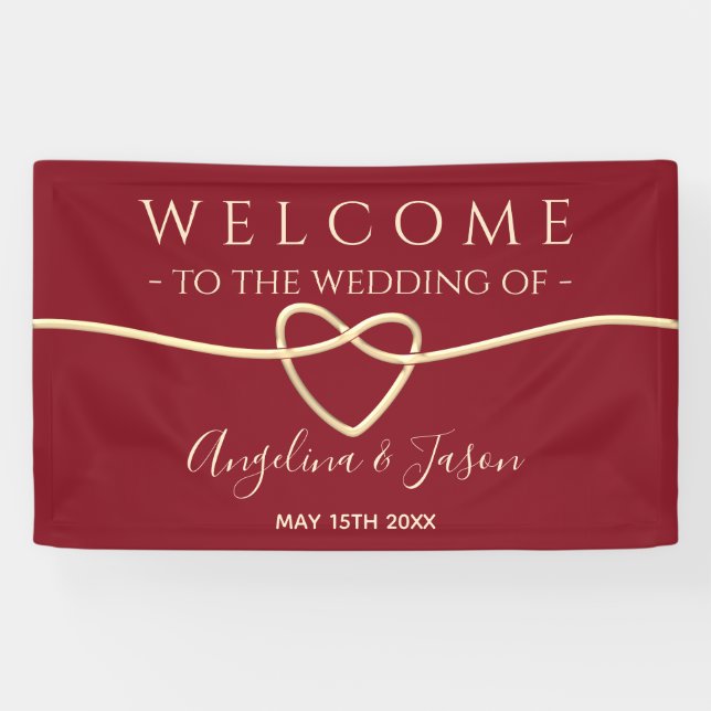 Elegant Red Welcome Wedding Banner (Horizontal)