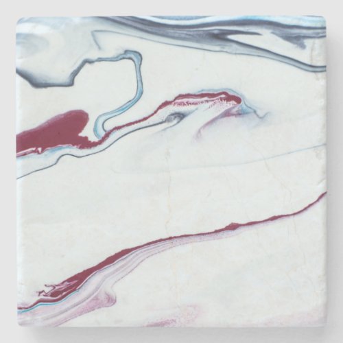 Elegant Red White And Blue Marble Stone Coaster