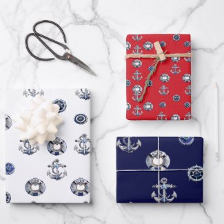 Elegant Red White and Blue Nautical Themed 