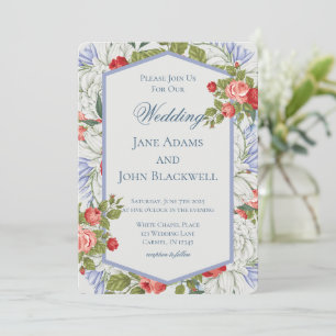 Elegant Red White and Blue Patriotic Wedding Invitation