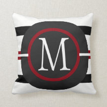 Elegant Red, White & Black Lines With Monogram