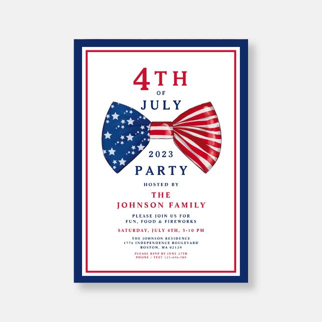 Elegant Red White Blue 4th Of July Invitation (Elegant Red White Blue 4th Of July Invitation)