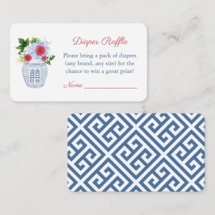 Elegant Red White Blue Baby Shower Diaper Raffle Enclosure Card