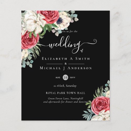 Elegant Red White Blue Floral Wedding Budget Flyer