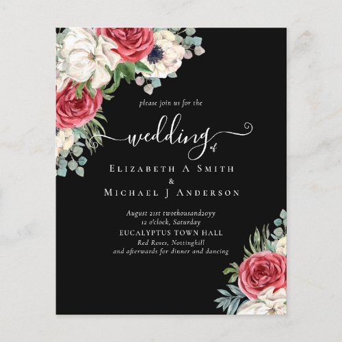 Elegant Red White Blue Floral Wedding Budget Flyer